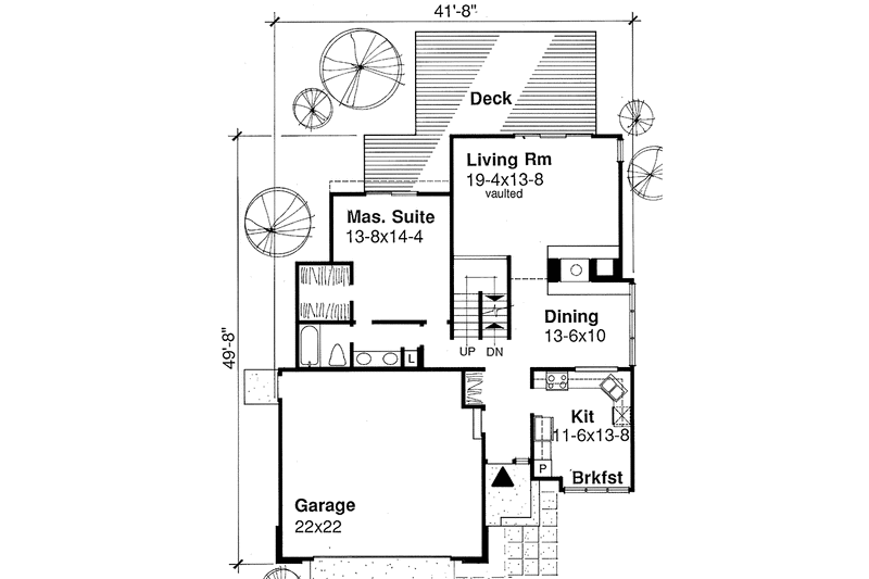 Home Plan - Floor Plan - Main Floor for Prairie House Plan #320-1110 - 2 bed, 2 bath