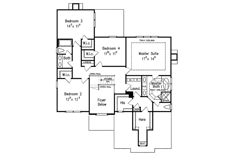 Home Plan - Floor Plan - Upper Floor for European House Plan #927-404 - 4 bed, 2.5 bath