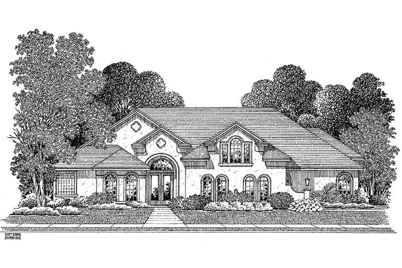 Home Plan - Exterior - Front Elevation 3 for Mediterranean House Plan #999-112 - 3 bed, 3 bath