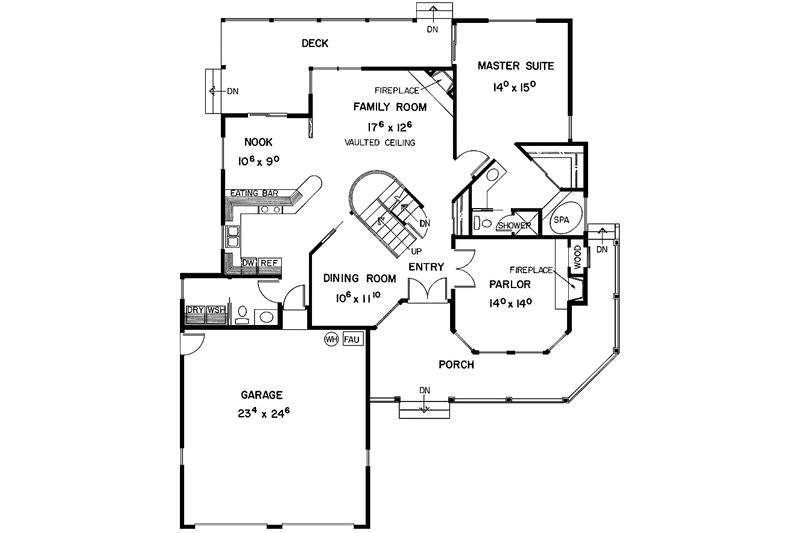 Home Plan - Floor Plan - Main Floor for Country House Plan #60-977 - 3 bed, 2.5 bath