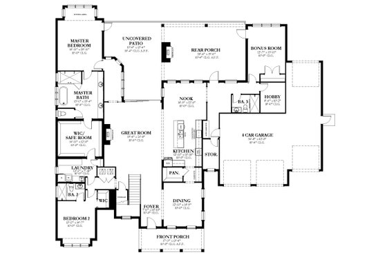 Floor Plan - Main Floor for Traditional House Plan #1058-226 - 4 bed, 5 bath