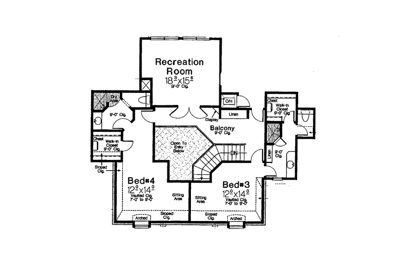 Home Plan - Floor Plan - Upper Floor for Country House Plan #310-1249 - 4 bed, 4.5 bath