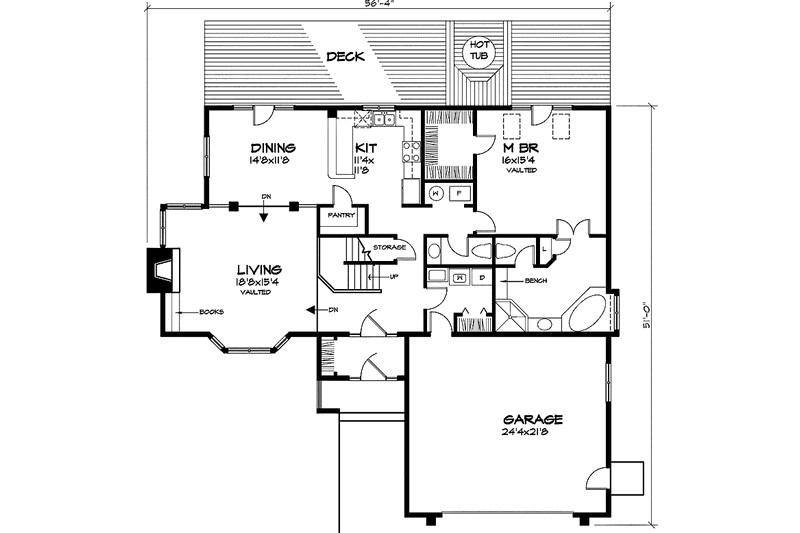 Home Plan - Floor Plan - Main Floor for Contemporary House Plan #320-604 - 3 bed, 3.5 bath