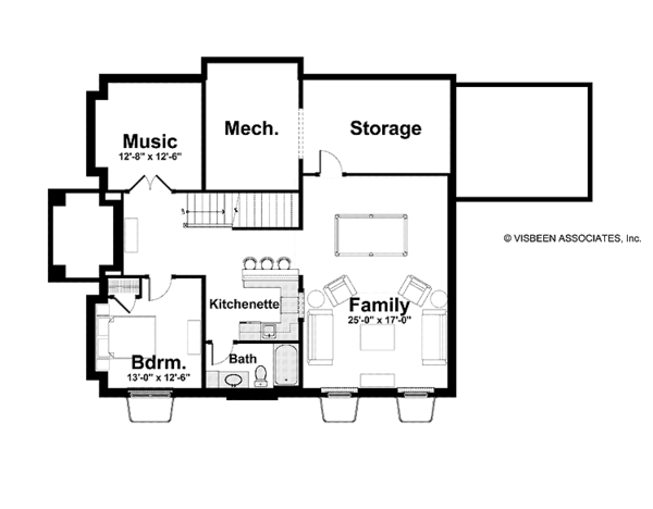 Colonial Floor Plan - Lower Floor Plan #928-220
