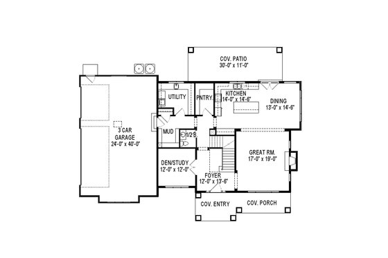 Floor Plan - Main Floor for Craftsman House Plan #920-74 - 6 bed, 3.5 bath