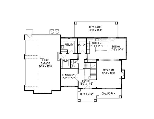 House Blueprint - Craftsman Floor Plan - Main Floor Plan #920-74
