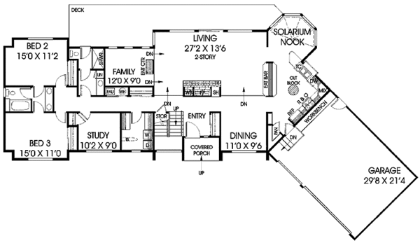 Architectural House Design - Adobe / Southwestern Floor Plan - Main Floor Plan #60-967
