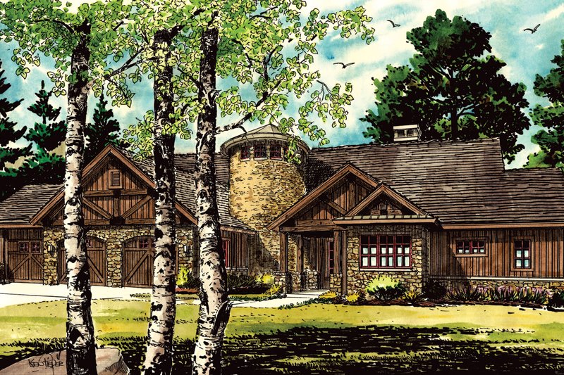 Architectural House Design - Exterior - Front Elevation 3 for Ranch House Plan #942-35 - 4 bed, 4.5 bath
