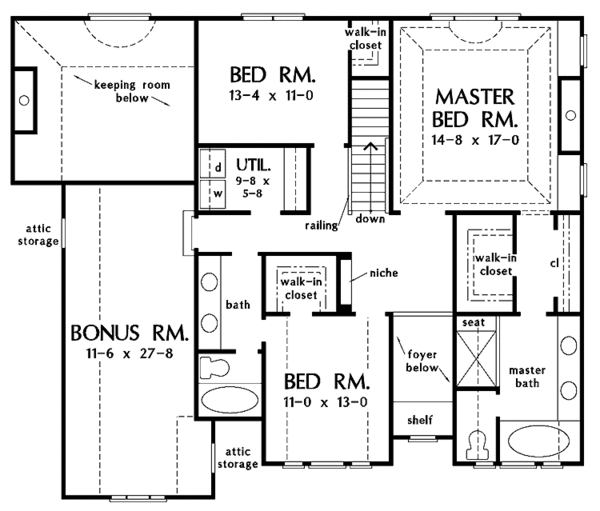 Traditional Floor Plan - Upper Floor Plan #929-764