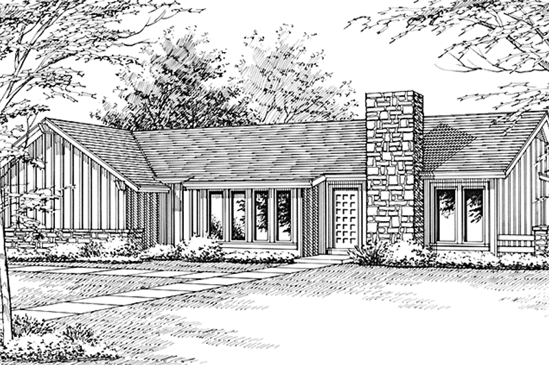 Home Plan - Exterior - Front Elevation 5 for Ranch House Plan #45-535 - 3 bed, 2 bath