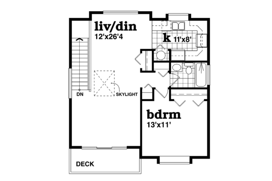 Floor Plan - Upper Floor for Farmhouse House Plan #47-1079 - 1 bed, 1 bath