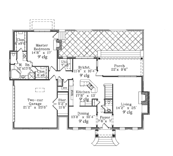 House Blueprint - Colonial Floor Plan - Main Floor Plan #985-19