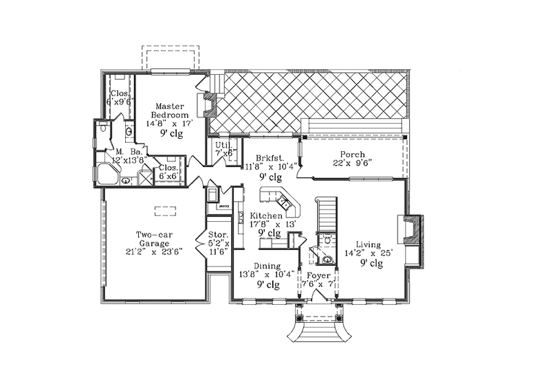 Home Plan - Floor Plan - Main Floor for Colonial House Plan #985-19 - 3 bed, 2.5 bath