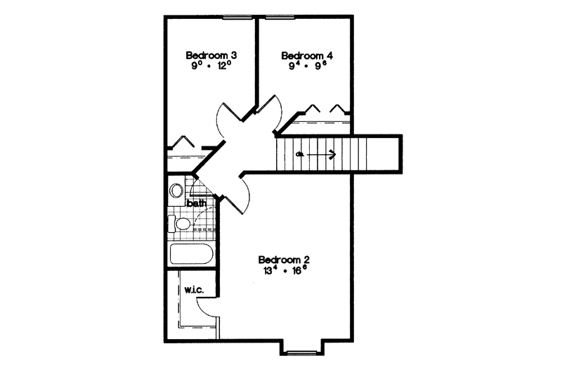 Home Plan - Floor Plan - Upper Floor for Mediterranean House Plan #417-730 - 4 bed, 2 bath
