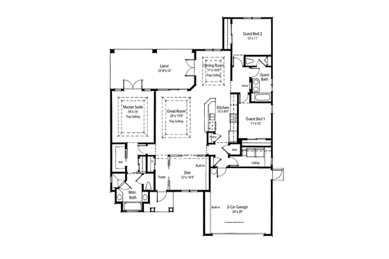 Floor Plan - Main Floor for Mediterranean House Plan #938-60 - 3 bed, 2 bath