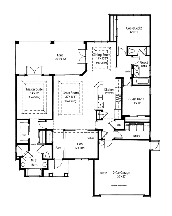 Architectural House Design - Mediterranean Floor Plan - Main Floor Plan #938-60