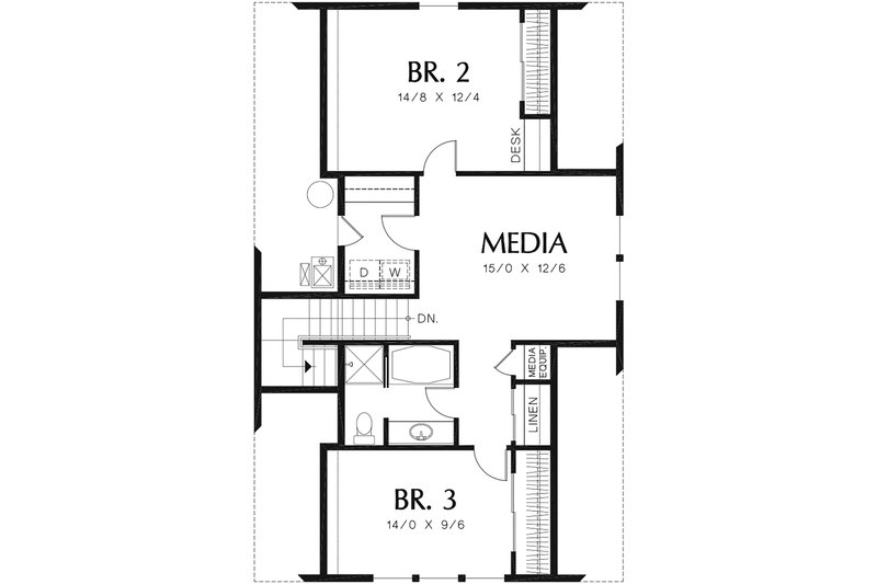 Architectural House Design - Floor Plan - Upper Floor for Beach House Plan #48-974 - 3 bed, 2.5 bath