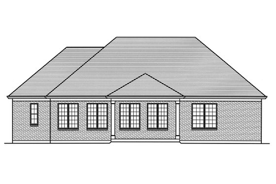Exterior - Rear Elevation for Ranch House Plan #46-881 - 3 bed, 2.5 bath