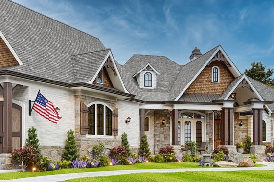 Exterior - Front Elevation 9 for Craftsman House Plan #54-729 - 4 bed, 4 bath