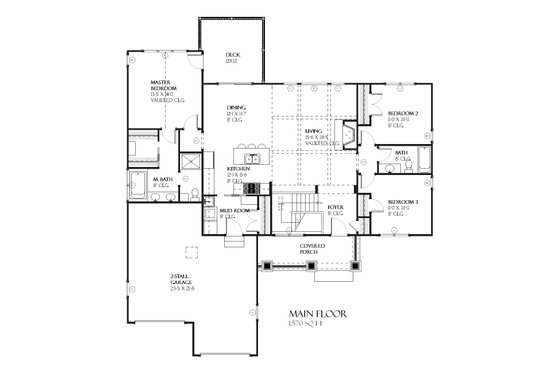 Floor Plan - Main Floor for Ranch House Plan #901-53 - 4 bed, 3 bath