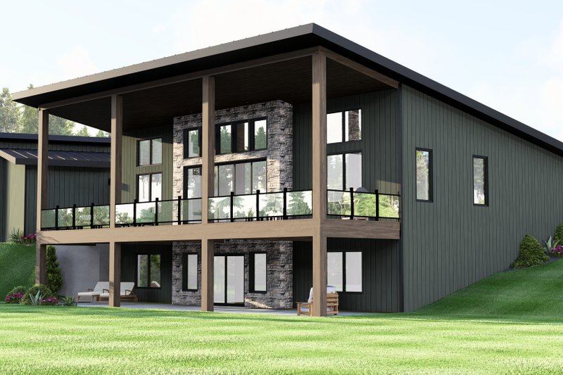 House Plan Design - Exterior - Rear Elevation for Modern House Plan #1064-438 - 2 bed, 2.5 bath