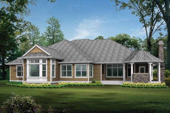 Exterior - Rear Elevation for Craftsman House Plan #132-278 - 4 bed, 3 bath