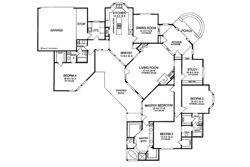 Home Plan - Floor Plan - Main Floor for Ranch House Plan #952-39 - 4 bed, 3.5 bath