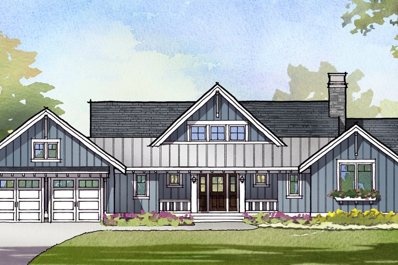 House Blueprint - Ranch Exterior - Front Elevation Plan #901-128