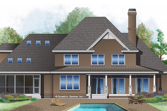 Exterior - Rear Elevation for Traditional House Plan #929-1017 - 4 bed, 3.5 bath