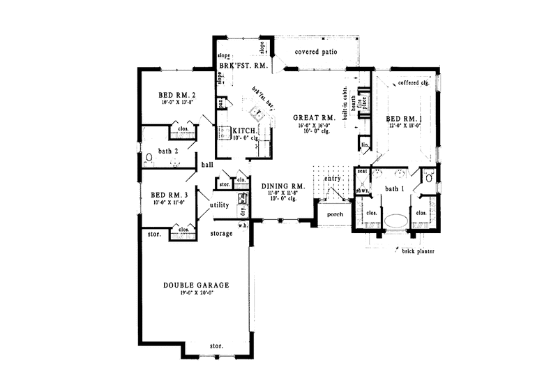Architectural House Design - Floor Plan - Main Floor for European House Plan #42-578 - 3 bed, 2 bath