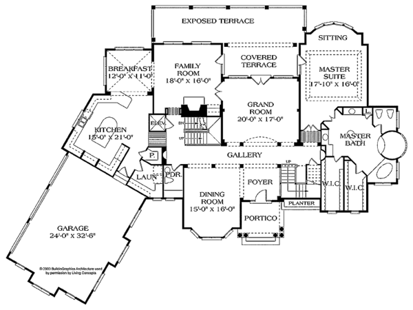 Architectural House Design - Mediterranean Floor Plan - Main Floor Plan #453-366