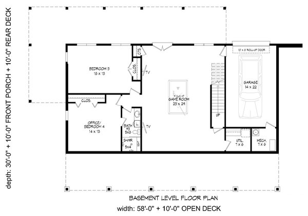 House Blueprint - Country Floor Plan - Lower Floor Plan #932-758
