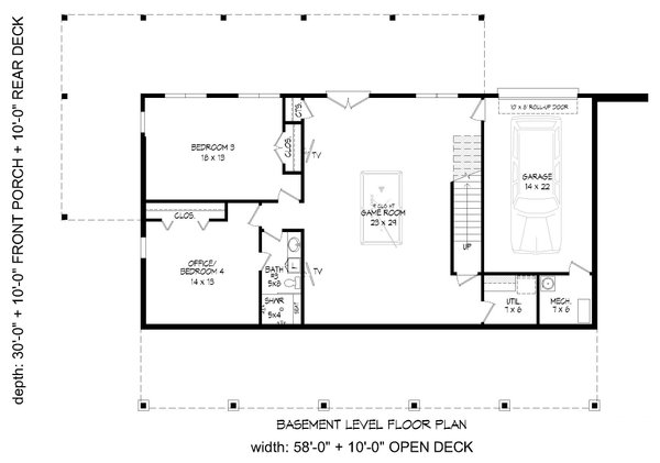 Country Floor Plan - Lower Floor Plan #932-758