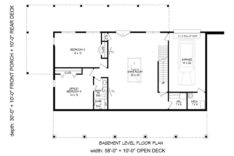 Dream House Plan - Floor Plan - Lower Floor for Country House Plan #932-758 - 4 bed, 3 bath