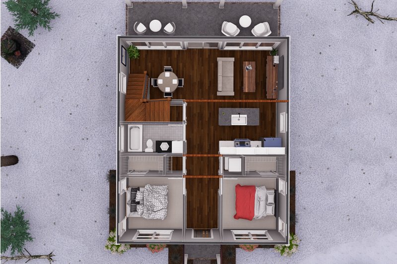 Home Plan - Floor Plan - Main Floor for Modern House Plan #513-2249 - 3 bed, 2 bath