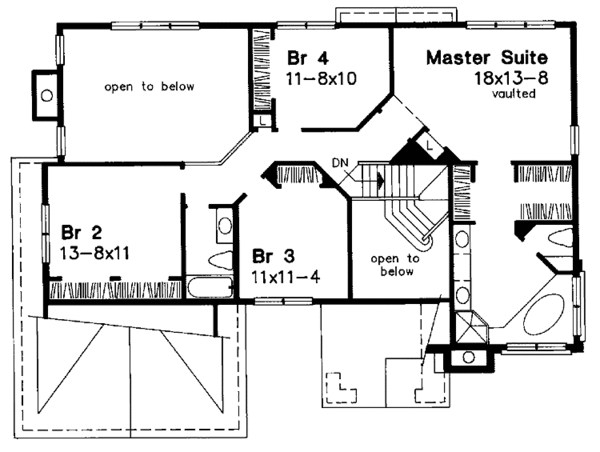 Architectural House Design - European Floor Plan - Upper Floor Plan #320-1067