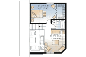 Floor Plan - Upper Floor for Cottage House Plan #23-452 - 2 bed, 2 bath