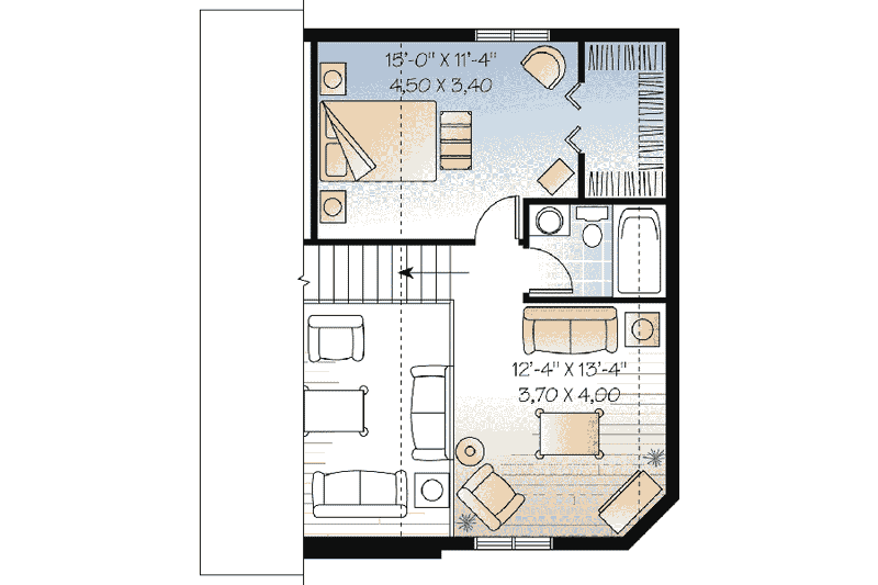 Dream House Plan - Floor Plan - Upper Floor for Cottage House Plan #23-452 - 2 bed, 2 bath