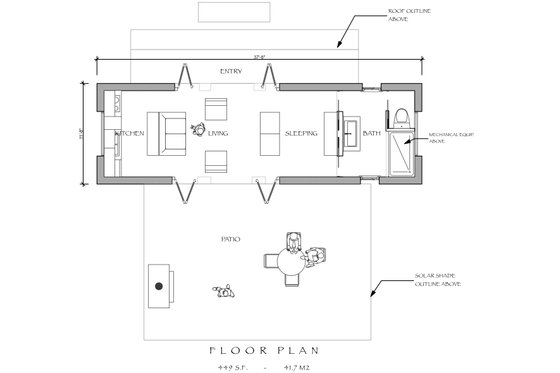 Floor Plan - Main Floor for Modern House Plan #535-7 - 1 bed, 1 bath