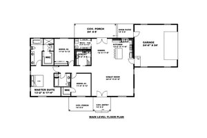 Floor Plan - Main Floor for Craftsman House Plan #117-911 - 3 bed, 2 bath
