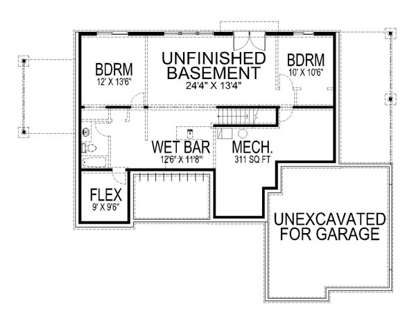 House Blueprint - Farmhouse Floor Plan - Lower Floor Plan #112-261