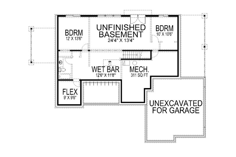Architectural House Design - Floor Plan - Lower Floor for Farmhouse House Plan #112-261 - 4 bed, 2.5 bath