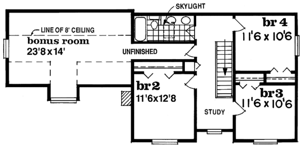 Architectural House Design - Victorian Floor Plan - Upper Floor Plan #47-828
