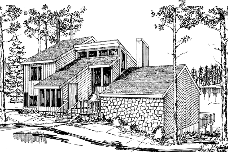 House Blueprint - Contemporary Exterior - Front Elevation Plan #72-1054