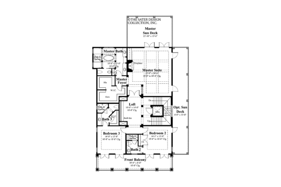 Floor Plan - Upper Floor for Classical House Plan #930-400 - 3 bed, 3.5 bath