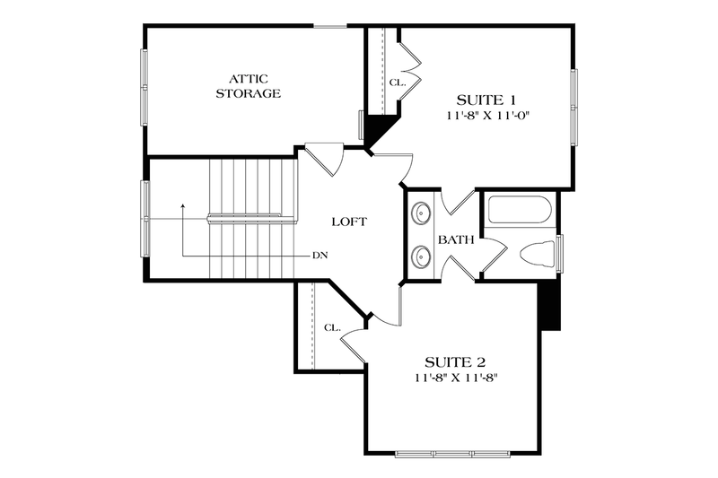 Dream House Plan - Floor Plan - Upper Floor for Craftsman House Plan #453-620 - 3 bed, 2.5 bath