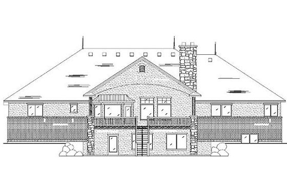 Exterior - Rear Elevation for European House Plan #5-388 - 6 bed, 3.5 bath