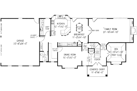 Floor Plan - Main Floor for European House Plan #11-208 - 3 bed, 2.5 bath