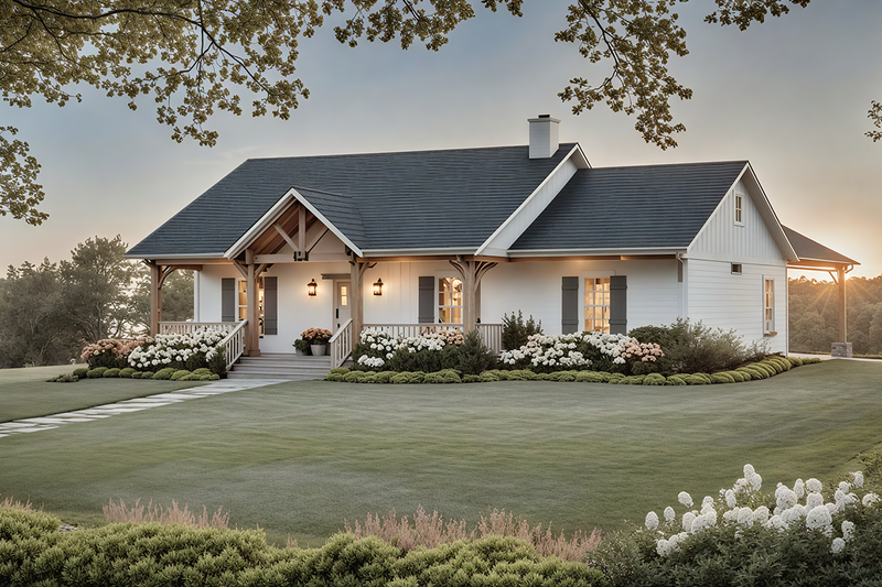 House Blueprint - Craftsman Exterior - Front Elevation Plan #21-517
