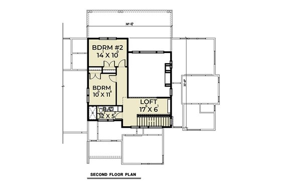 Floor Plan - Upper Floor for Contemporary House Plan #1070-44 - 3 bed, 2.5 bath